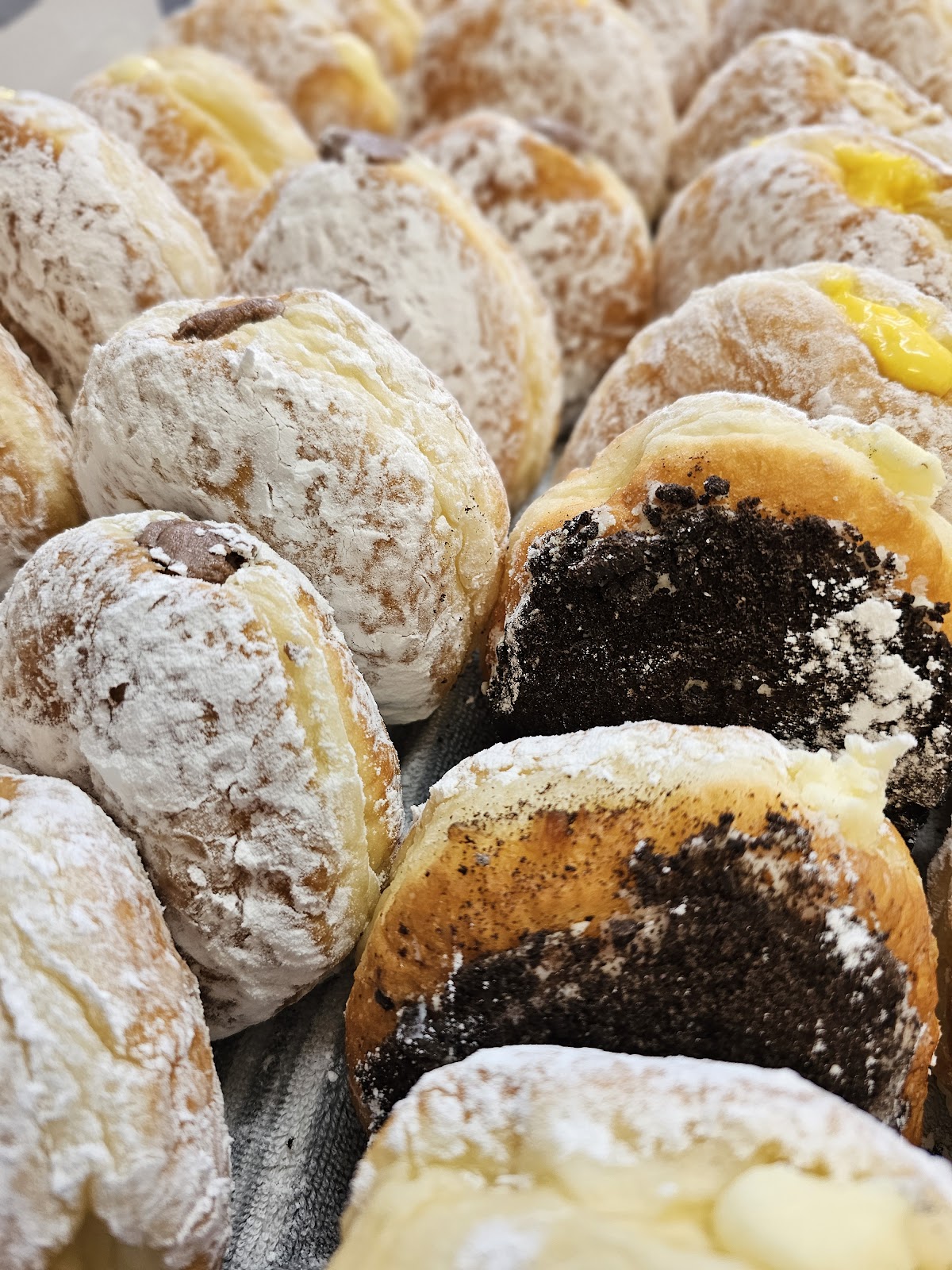 Trays of fresh filled donuts at Coffee with J, Invercargill